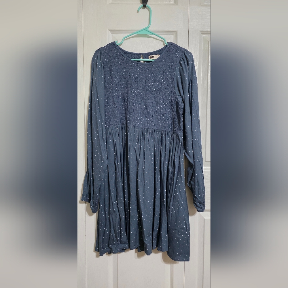 SO Blue And White Polka Dot Dress